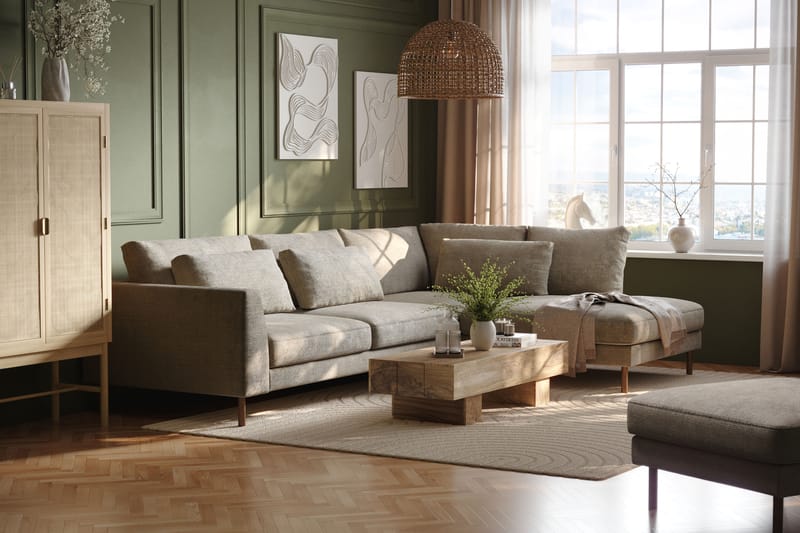 Florenz 3-seters Sofa med Sjeselong Høyre - Grå/Beige - Møbler - Sofaer - Sofa med sjeselong