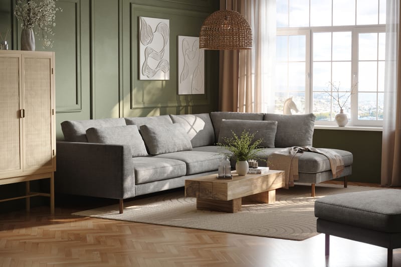 Florenz 3-seters Sofa med Sjeselong Høyre - Lysegrå - Møbler - Sofaer - Sofa med sjeselong