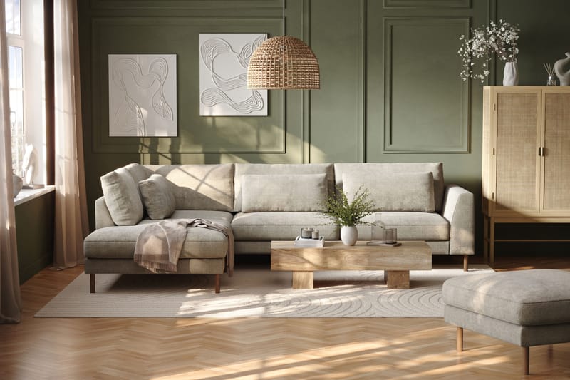 Florenz 3-seters Sofa med Sjeselong Venstre - Grå/Beige - Møbler - Sofaer - Sofa med sjeselong