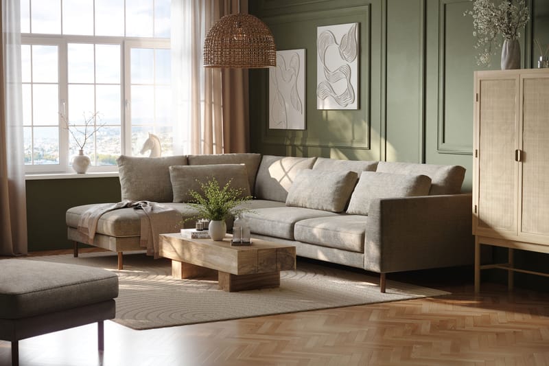 Florenz 3-seters Sofa med Sjeselong Venstre - Grå/Beige - Møbler - Sofaer - Sofa med sjeselong