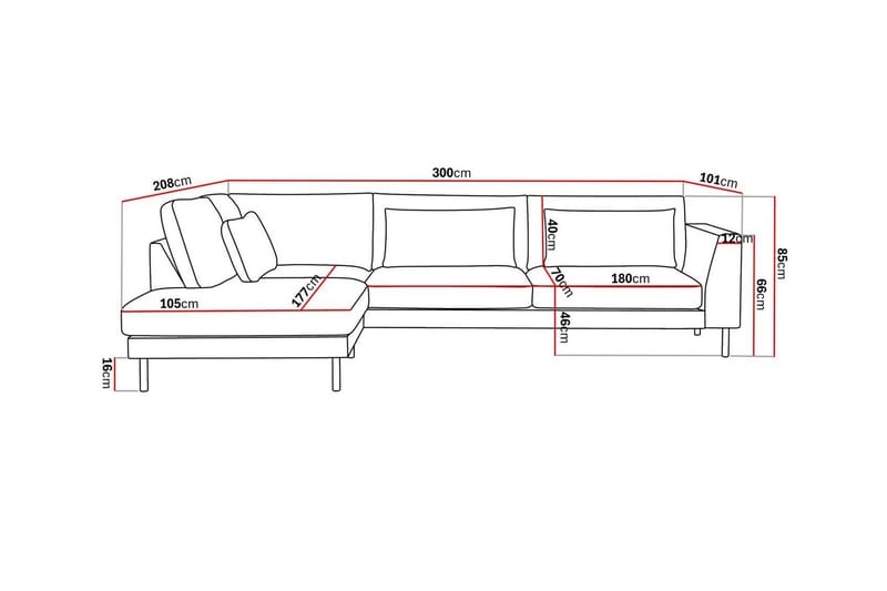 Florenz 3-seters Sofa med Sjeselong Venstre - Grå/Beige - Møbler - Sofaer - Sofa med sjeselong