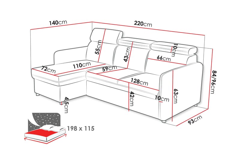 Fredrik Sofa med Sjeselong 3-seter - Beige - Møbler - Sofaer - Sofa med sjeselong