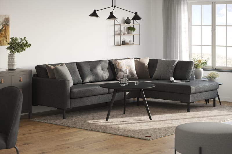 Frillestad 4-seters Sofa med Sjeselong Høyre - Mørkegrå - Møbler - Sofaer - Sofa med sjeselong