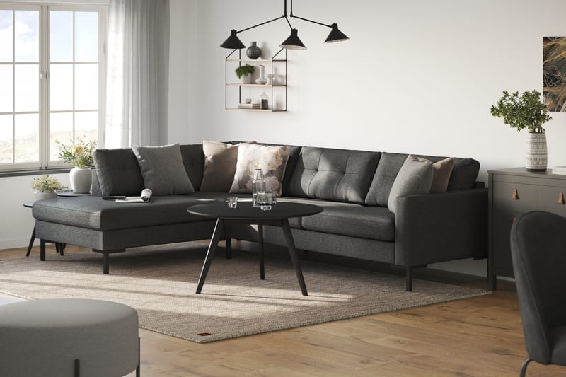 Frillestad 4-seters Sofa med Sjeselong Venstre - Mørkegrå - Sofa med sjeselong - 4 seters sofa med divan