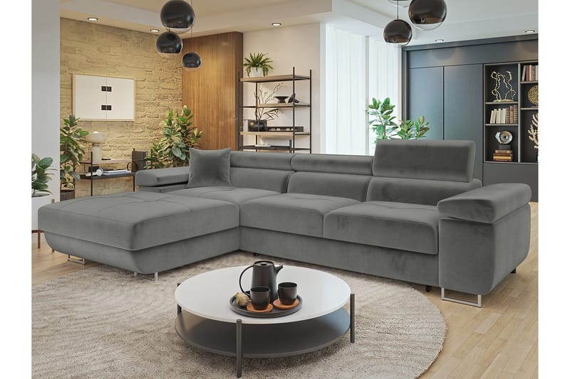 Gabina Sofa med Divan 3-seter - Grå - Møbler - Sofaer - Sofa med sjeselong