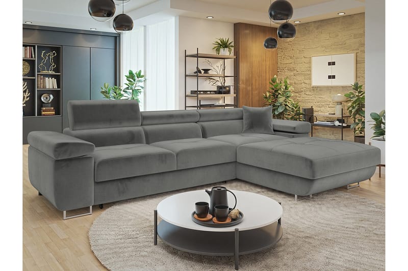 Gabina Sofa med Divan 3-seter - Grå - Møbler - Sofaer - Sofa med sjeselong