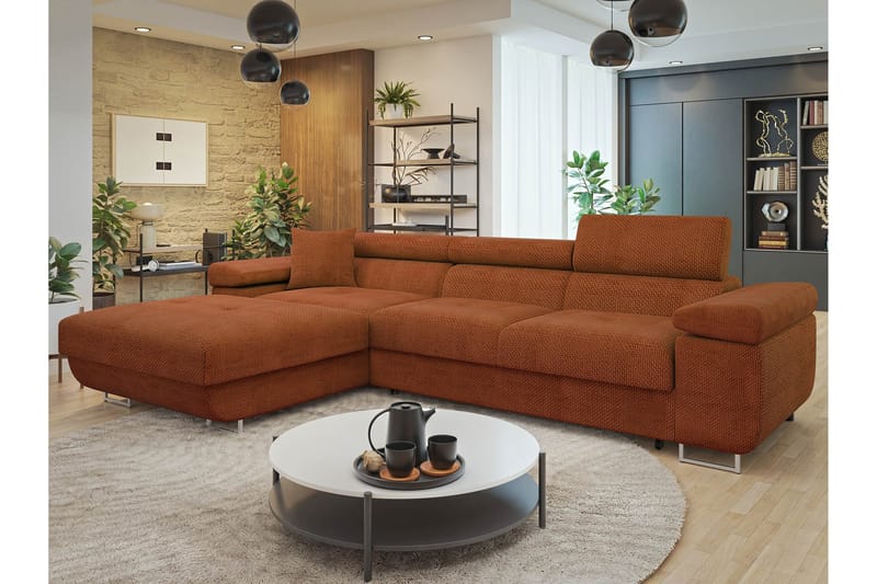 Gabina Sofa med Divan 3-seter - Oransje - Møbler - Sofaer - Sofa med sjeselong