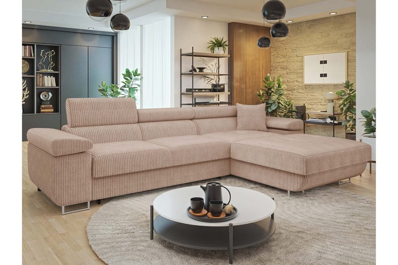 Gabina Sofa med Divan 3-seter - Rosa - Møbler - Sofaer - Sofa med sjeselong