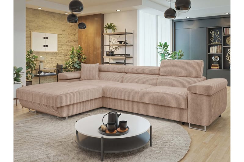 Gabina Sofa med Divan 3-seter - Rosa - Møbler - Sofaer - Sofa med sjeselong