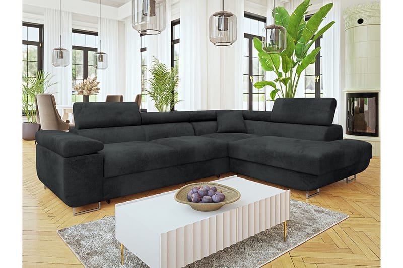 Gabina Sofa med Sjeselong 3-seter - Mørk grå - Møbler - Sofaer - Sofa med sjeselong