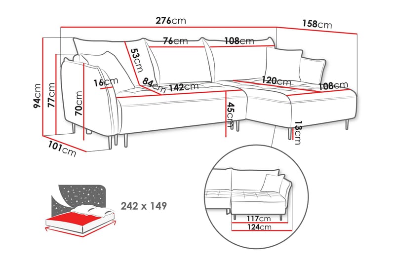 Garron Sofa med Divan 3-seter - Beige - Møbler - Sofaer - Sofa med sjeselong