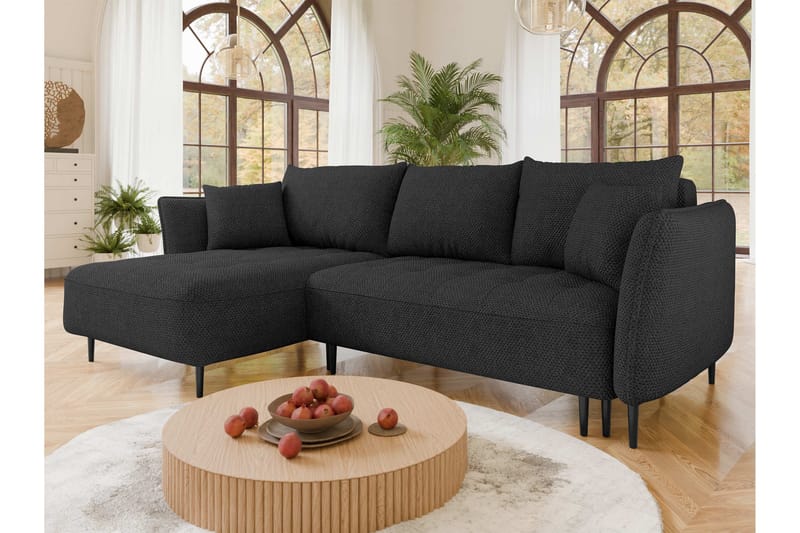 Garron Sofa med Divan 3-seter - Svart - Møbler - Sofaer - Sofa med sjeselong