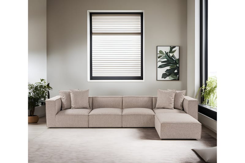 Gregor Sofa med Sjeselong 4-seter - Sand beige - Møbler - Sofaer - Sofa med sjeselong