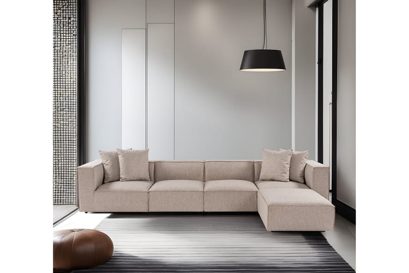 Gregor Sofa med Sjeselong 4-seter - Sand beige - Møbler - Sofaer - Sofa med sjeselong