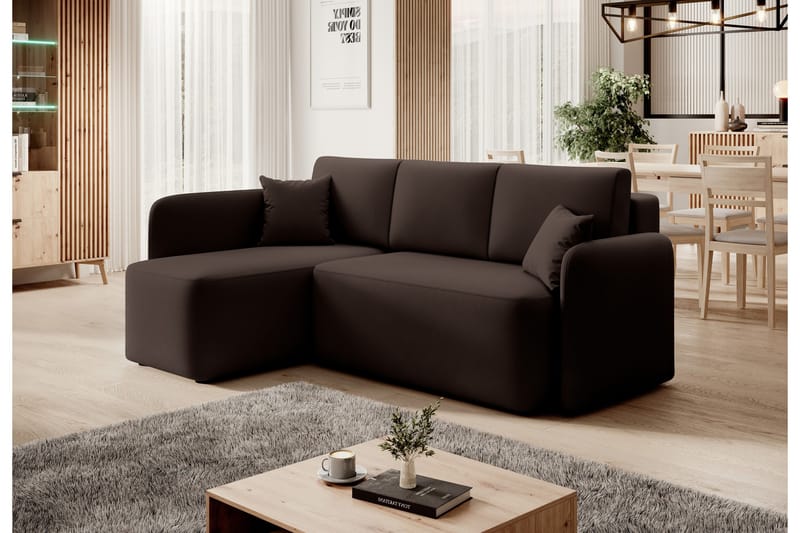 Hadson 3-seter Sofa med Sjeselong - Brun - Møbler - Sofaer - Sofa med sjeselong