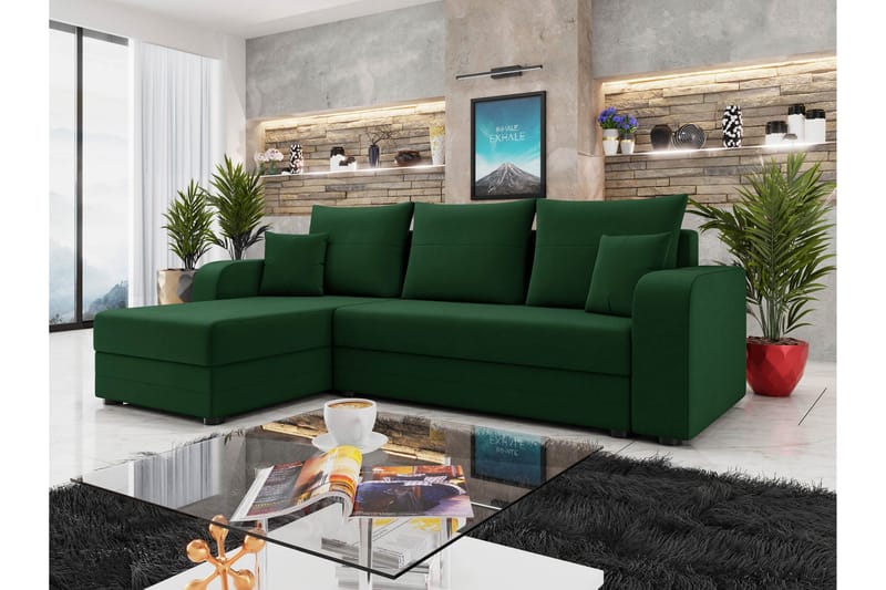 Hewlet Sofa med Divan 3-seter - Grønn - Møbler - Sofaer - Sofa med sjeselong