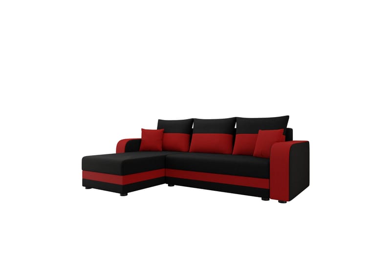 Hewlet Sofa med Divan 3-seter - Svart/Rød - Møbler - Sofaer - Sofa med sjeselong