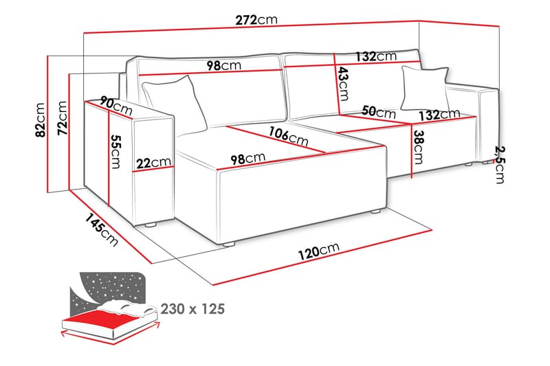 Hobson Sofa med Divan 3-seter - Beige - Møbler - Sofaer - Sofa med sjeselong