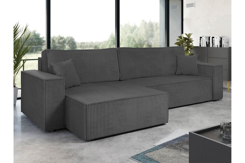 Hobson Sofa med Divan 3-seter - Mørk grå - Møbler - Sofaer - Sofa med sjeselong