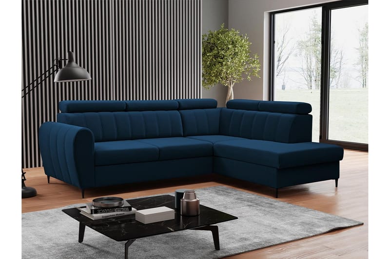 Hoffman Sofa med Sjeselong 3-seter - Blå - Møbler - Sofaer - Sofa med sjeselong