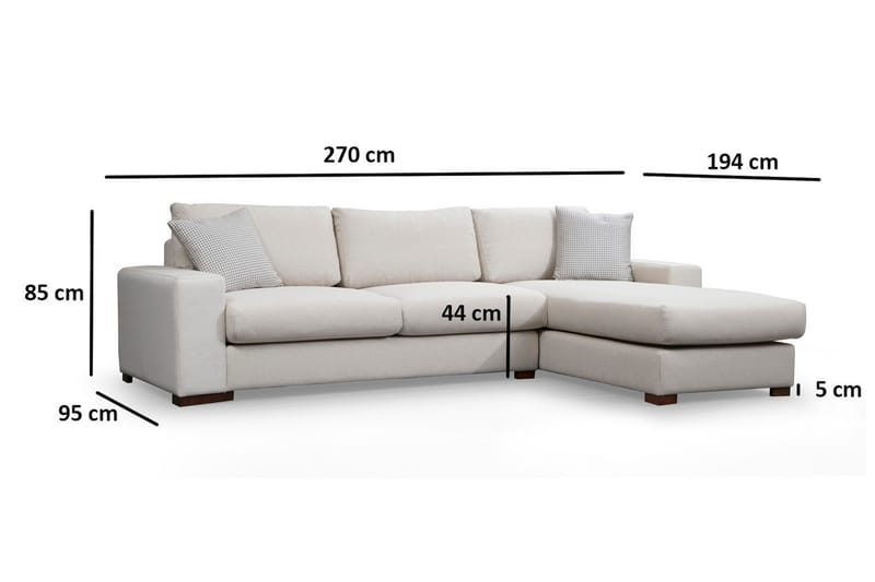 Huelva Divansofa - Beige - Møbler - Sofaer - Sofa med sjeselong