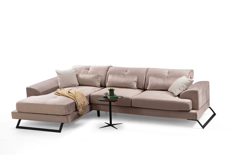 Jaraad Divansofa Høyre - Beige/Svart - Møbler - Sofaer - Sofa med sjeselong