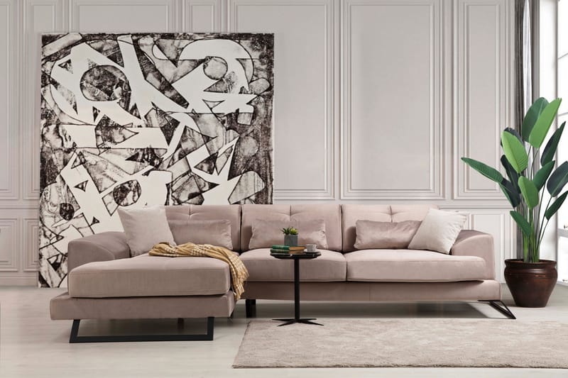 Jaraad Divansofa Høyre - Beige/Svart - Møbler - Sofaer - Sofa med sjeselong