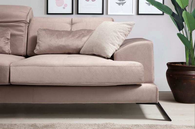 Jaraad Divansofa Høyre - Beige/Svart - Møbler - Sofaer - Sofa med sjeselong