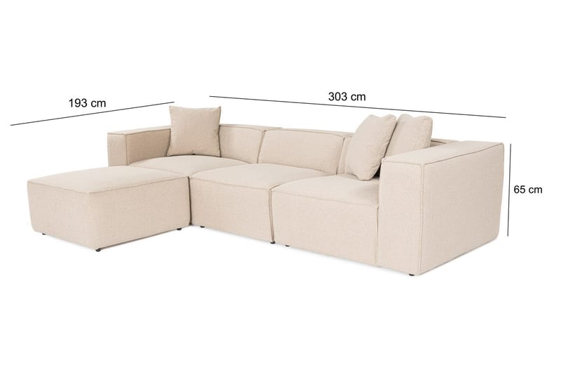 Kaolins Sofa med Sjeselong 3-seter - Fersken - Møbler - Sofaer - Sofa med sjeselong