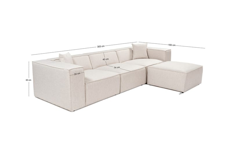 Kaolins Sofa med Sjeselong 3-seter - Lys brun - Møbler - Sofaer - Sofa med sjeselong