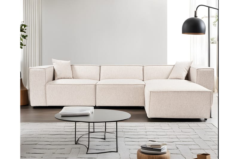 Kaolins Sofa med Sjeselong 3-seter - Lys brun - Møbler - Sofaer - Sofa med sjeselong