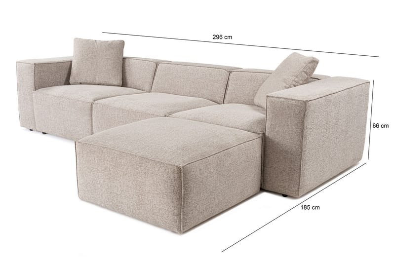 Kaolins Sofa med Sjeselong 3-seter - Mokka - Møbler - Sofaer - Sofa med sjeselong