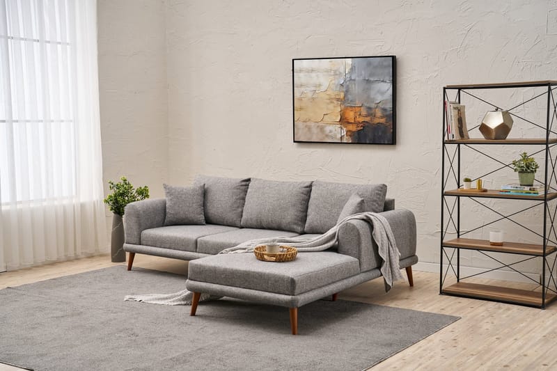 Khambalia 4-seters Sofa med Divan - Grå - Møbler - Sofaer - Sofa med sjeselong