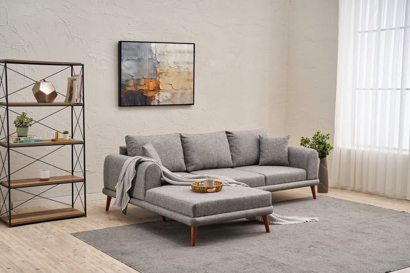 Khambalia 4-seters Sofa med Divan - Grå - Møbler - Sofaer - Sofa med sjeselong