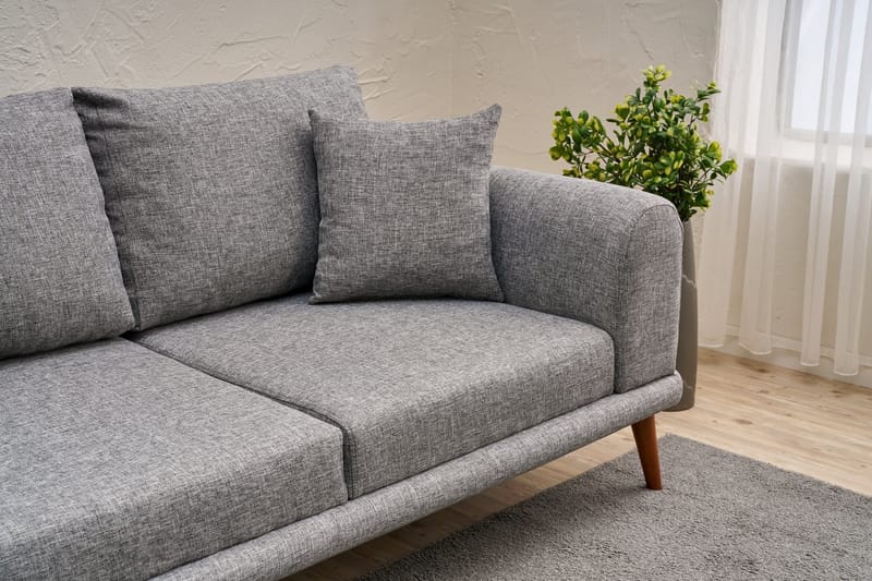 Khambalia 4-seters Sofa med Divan - Grå - Møbler - Sofaer - Sofa med sjeselong