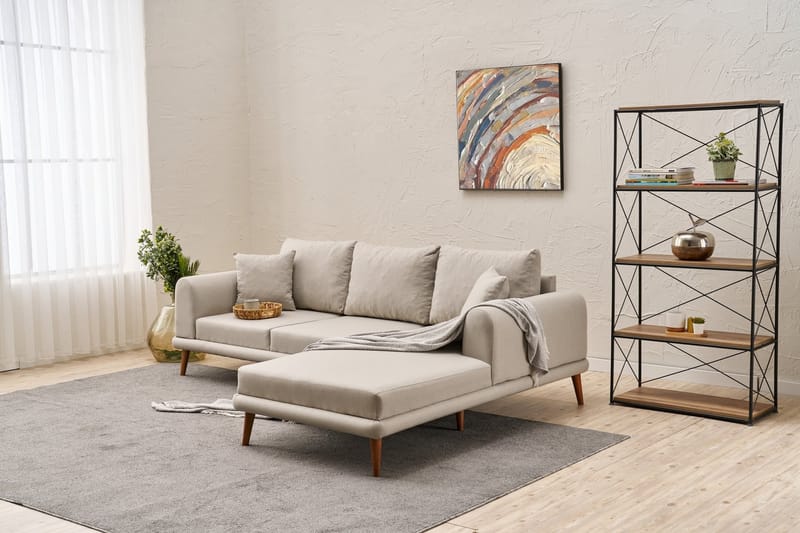 Khambalia 4-seters Sofa med Divan - Krem - Møbler - Sofaer - Sofa med sjeselong