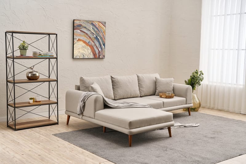 Khambalia 4-seters Sofa med Divan - Krem - Møbler - Sofaer - Sofa med sjeselong