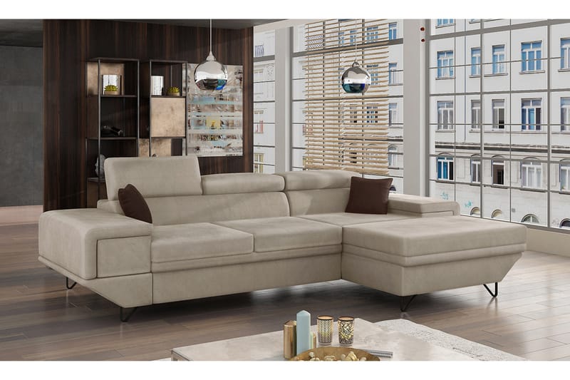 Kollekind Sofa med Divan 3-seter - Beige/Brun - Møbler - Sofaer - Sofa med sjeselong