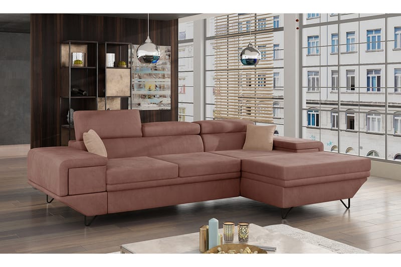 Kollekind Sofa med Divan 3-seter - Rosa - Møbler - Sofaer - Sofa med sjeselong