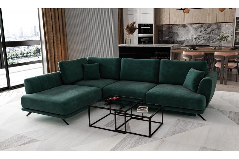 Larde sofa med Sjeselong Venstre - Sofa med sjeselong - Skinnsofaer - 2 seters sofa med divan - 3 seters sofa med divan - 4 seters sofa med divan - Fløyel sofaer