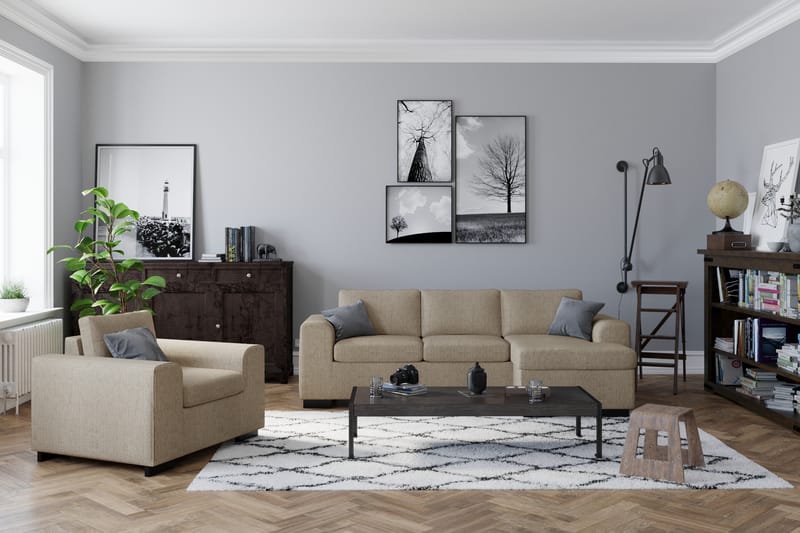 Link Divansofa 3-seter Vendbar - Beige - Møbler - Sofaer - Sofa med sjeselong