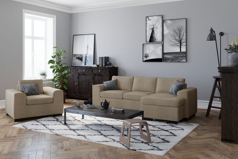 Link Divansofa 3-seter Vendbar - Beige - Møbler - Sofaer - Sofa med sjeselong