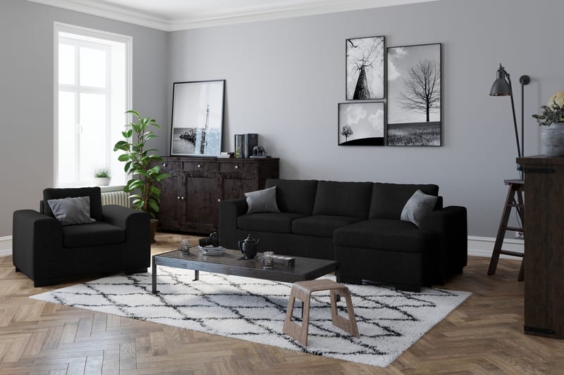 Link Divansofa 3-seter Vendbar - Svart - Møbler - Sofaer - Sofa med sjeselong