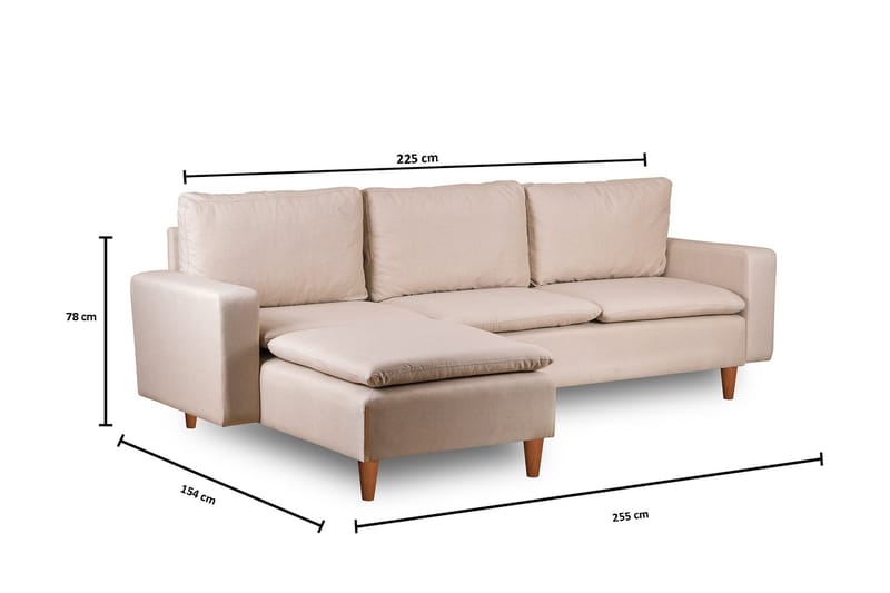 Lungo Sofa med Sjeselong 4-seter - Beige - Møbler - Sofaer - Sofa med sjeselong