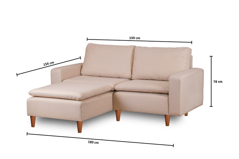 Lungo Sofa med Sjeselong 4-seter - Beige - Møbler - Sofaer - Sofa med sjeselong