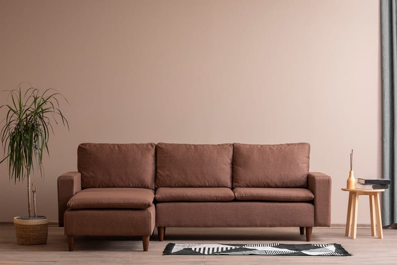 Lungo Sofa med Sjeselong 4-seter - Lys brun - Møbler - Sofaer - Sofa med sjeselong