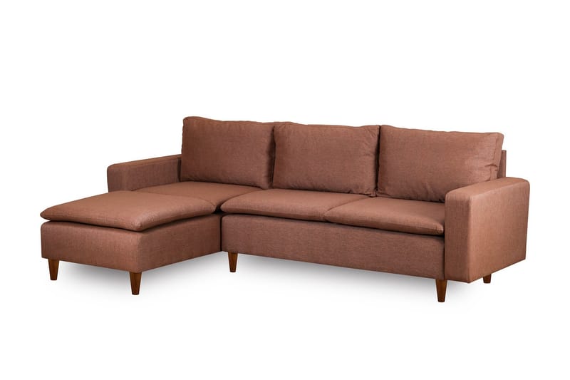 Lungo Sofa med Sjeselong 4-seter - Lys brun - Møbler - Sofaer - Sofa med sjeselong