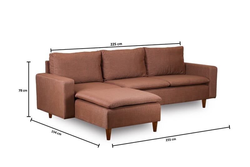 Lungo Sofa med Sjeselong 4-seter - Lys brun - Møbler - Sofaer - Sofa med sjeselong