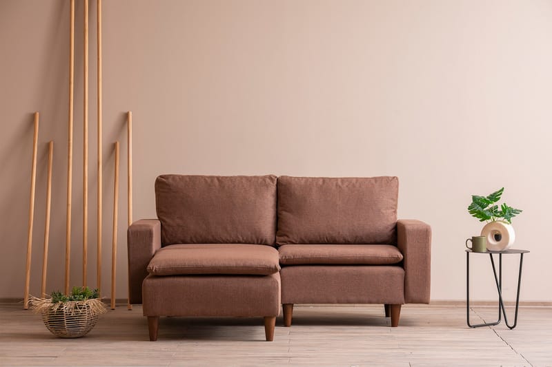 Lungo Sofa med Sjeselong 4-seter - Lys brun - Møbler - Sofaer - Sofa med sjeselong