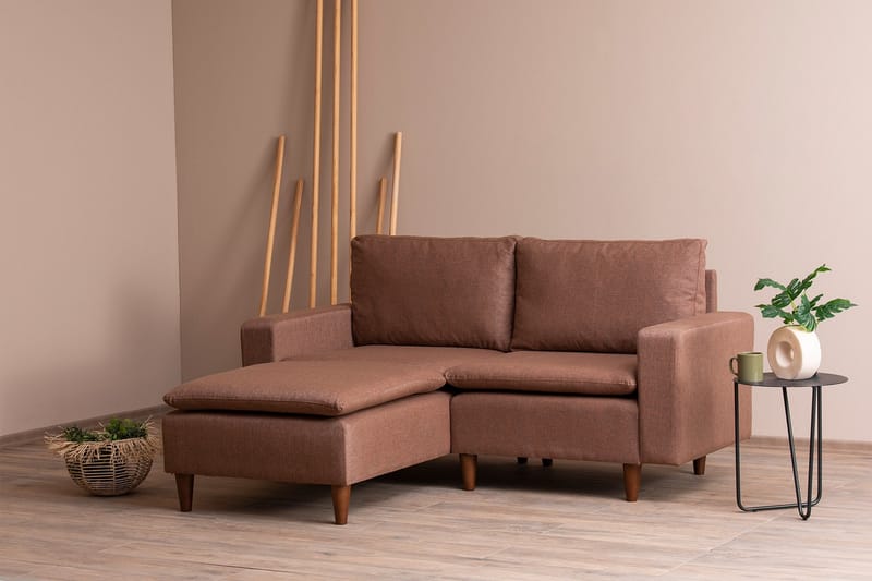 Lungo Sofa med Sjeselong 4-seter - Lys brun - Møbler - Sofaer - Sofa med sjeselong